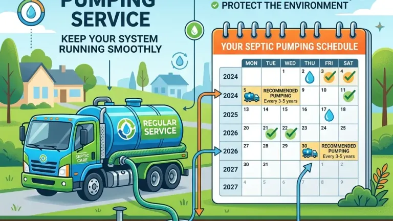 A licensed septic technician measuring sludge depth in a residential tank using a sludge judge tool.