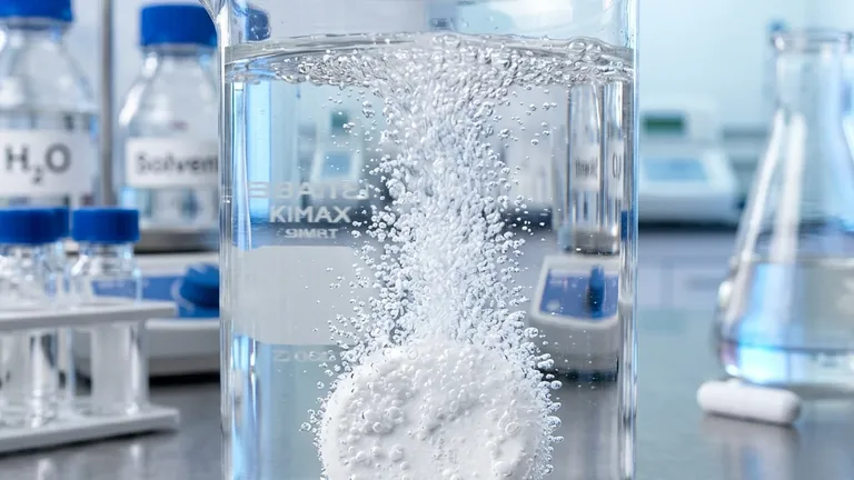 A Septifix effervescent tablet dissolving in water, releasing oxygen micro-bubbles.